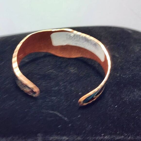 Colorful Native Inspired Copper Feather adjustable cuff bracelet - Picture 6 of 6